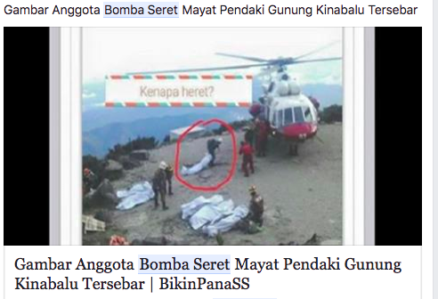 Anggota Bomba Seret Mayat Di Gunung Kinabalu?